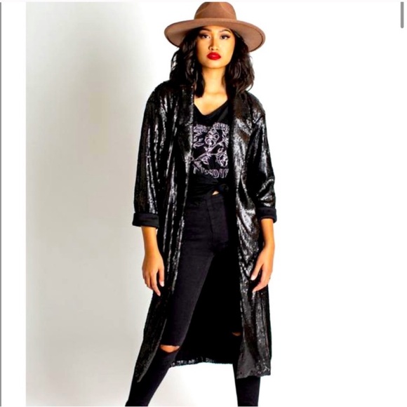 🤩 NWT!! Joyfolie/ Mia Joy sequined Alexia Duster - Picture 1 of 5